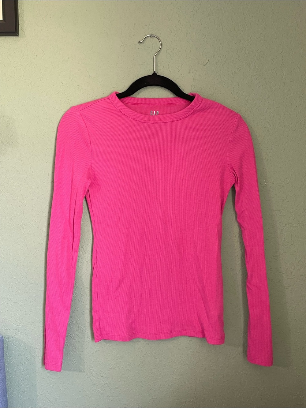 Gap Ribbed Long Sleeve Crewneck Long Sleeve Size XS Pink